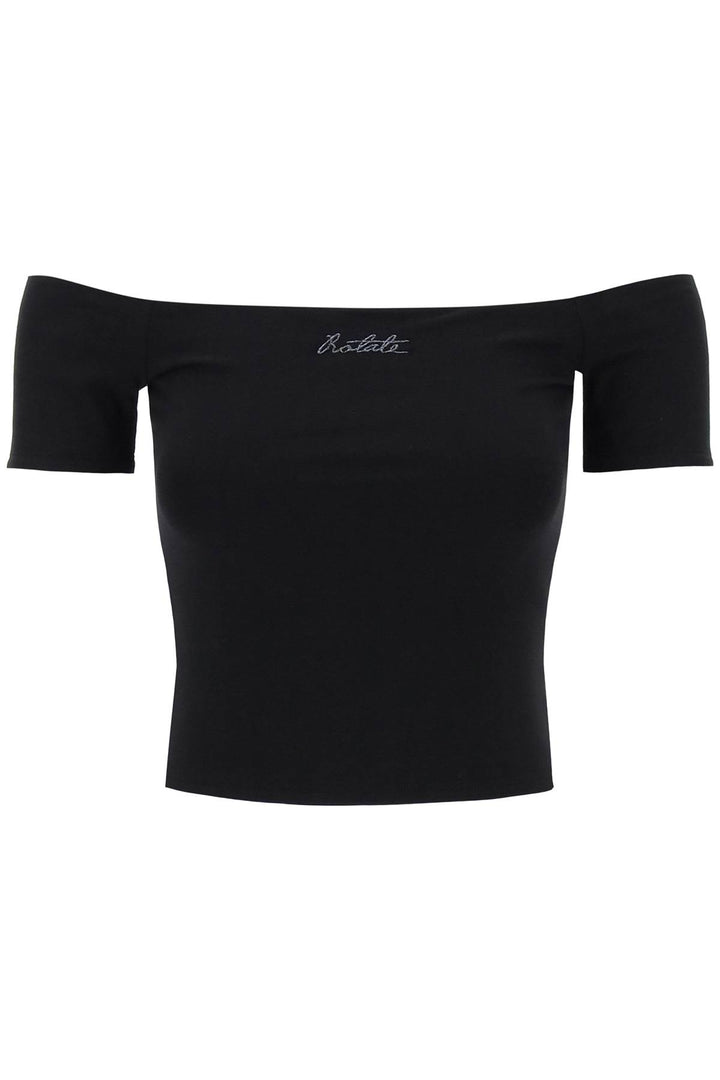 T Shirt Off Shoulder Con Logo In Ricamo Lurex