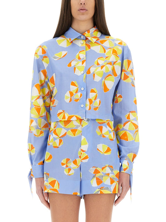 Cropped Shirt "Beach Umbrellas"
