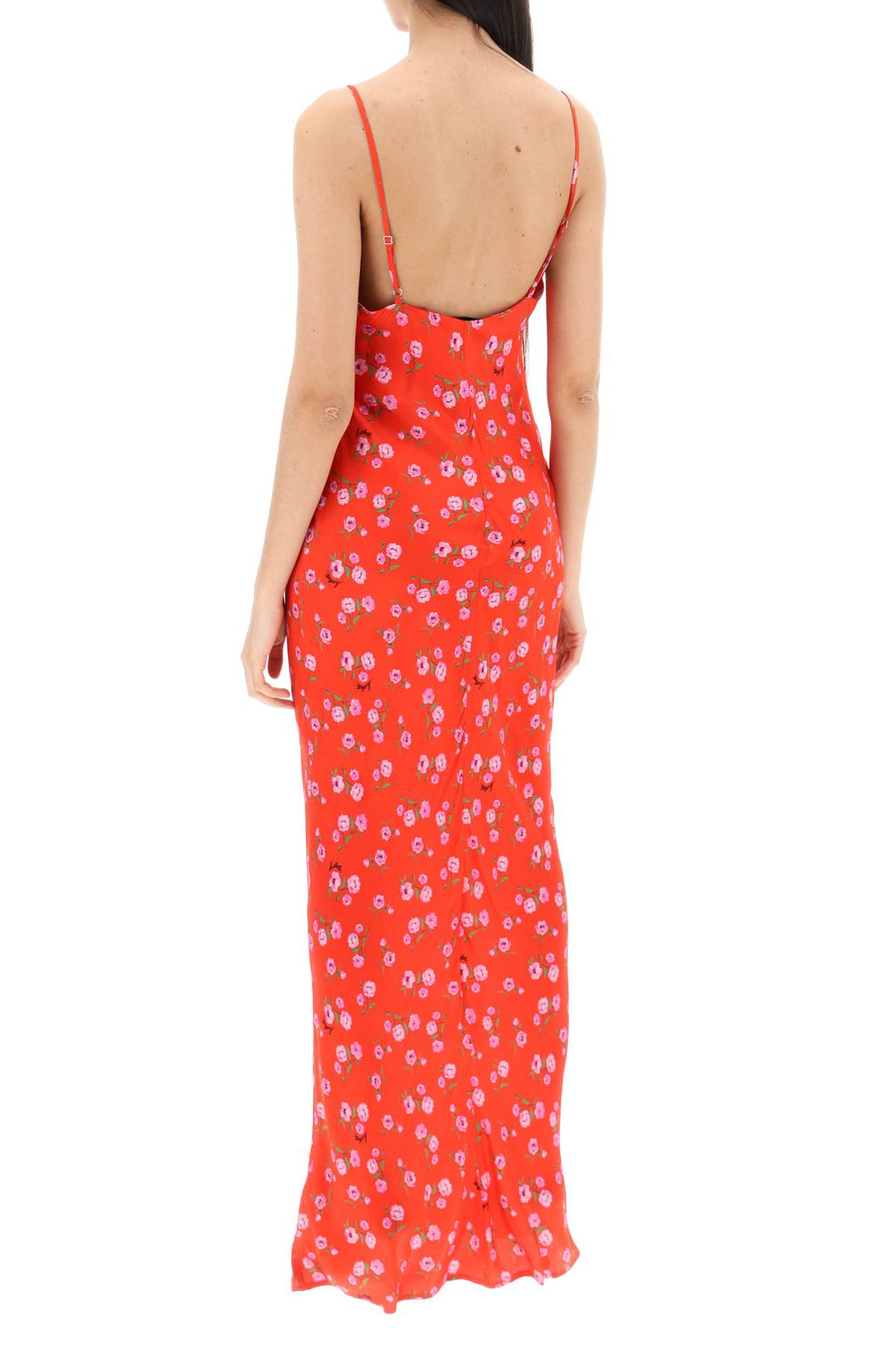 Maxi Slip Dress In Raso Stampato Floreale