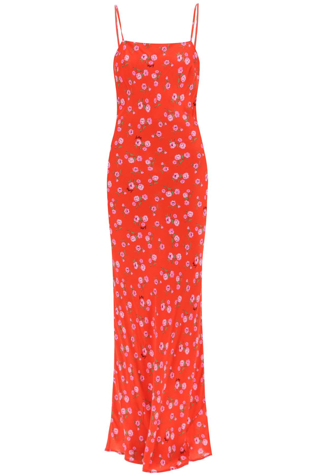 Maxi Slip Dress In Raso Stampato Floreale