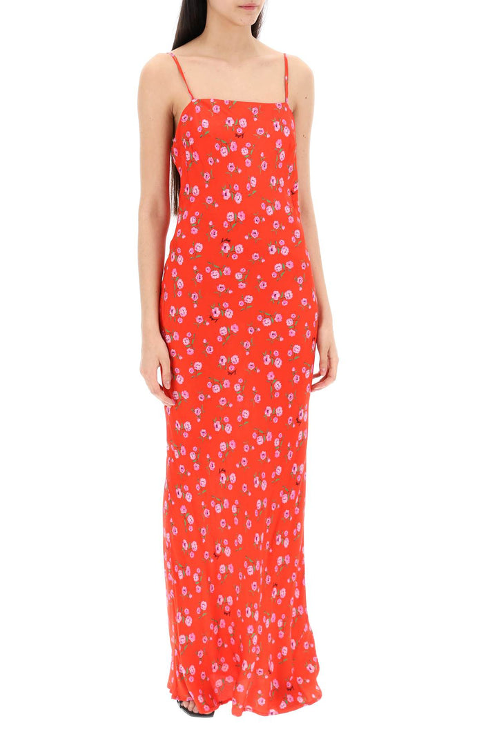 Maxi Slip Dress In Raso Stampato Floreale