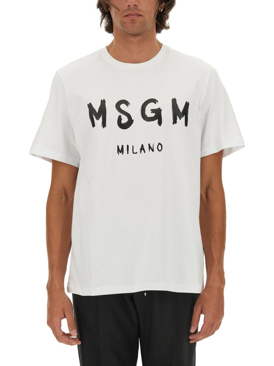 T-Shirt Con Logo Pennellato
