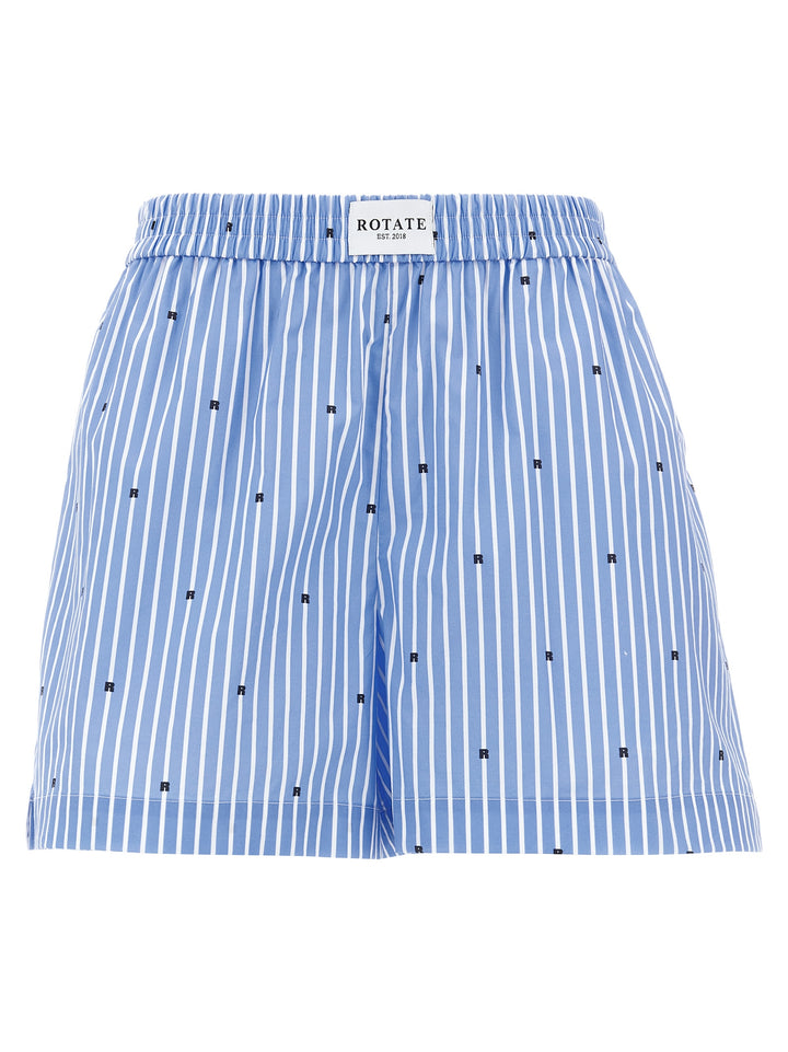 Logo Striped Shorts Bermuda, Short Light Blue