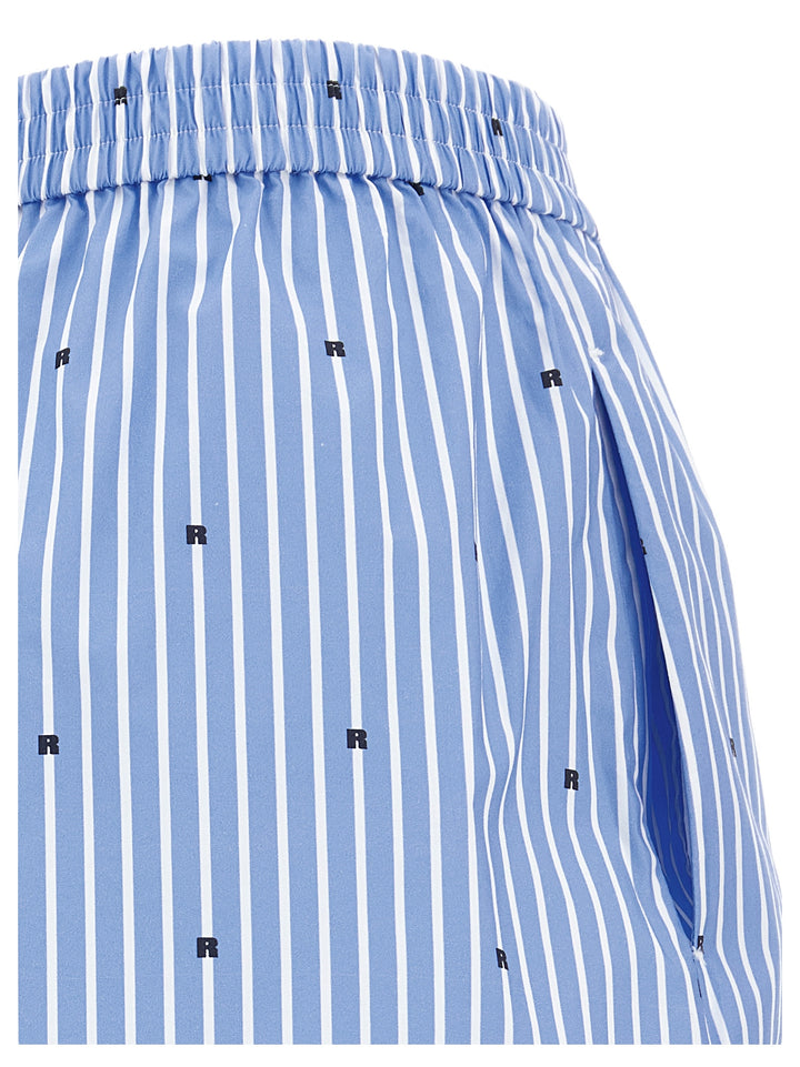 Logo Striped Shorts Bermuda, Short Light Blue