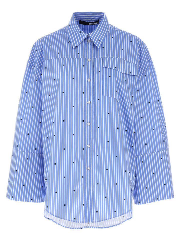 Logo Striped Shirt Shirt, Blouse Light Blue