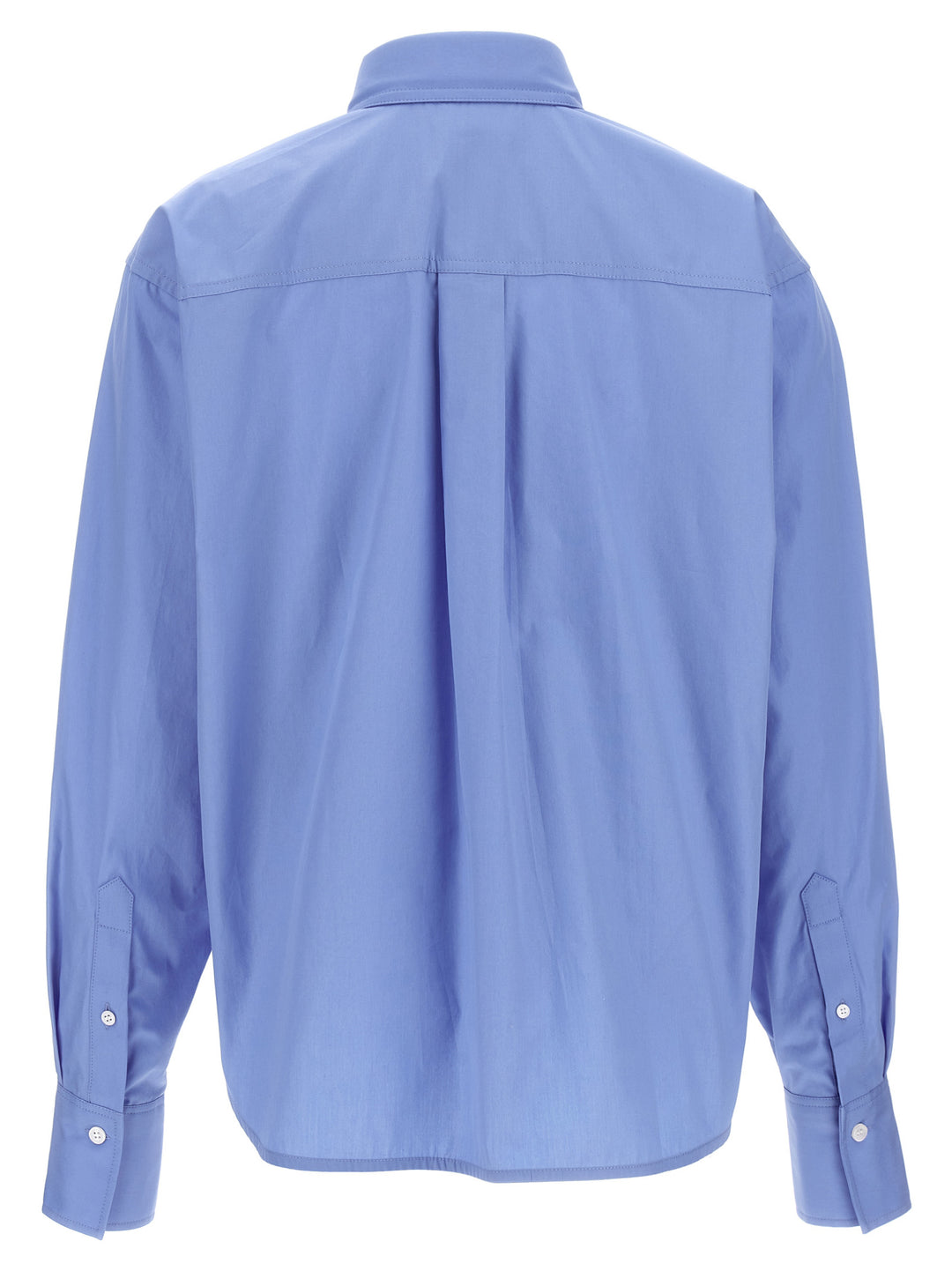 Cropped Shirt With Logo Embroidery Shirt, Blouse Light Blue