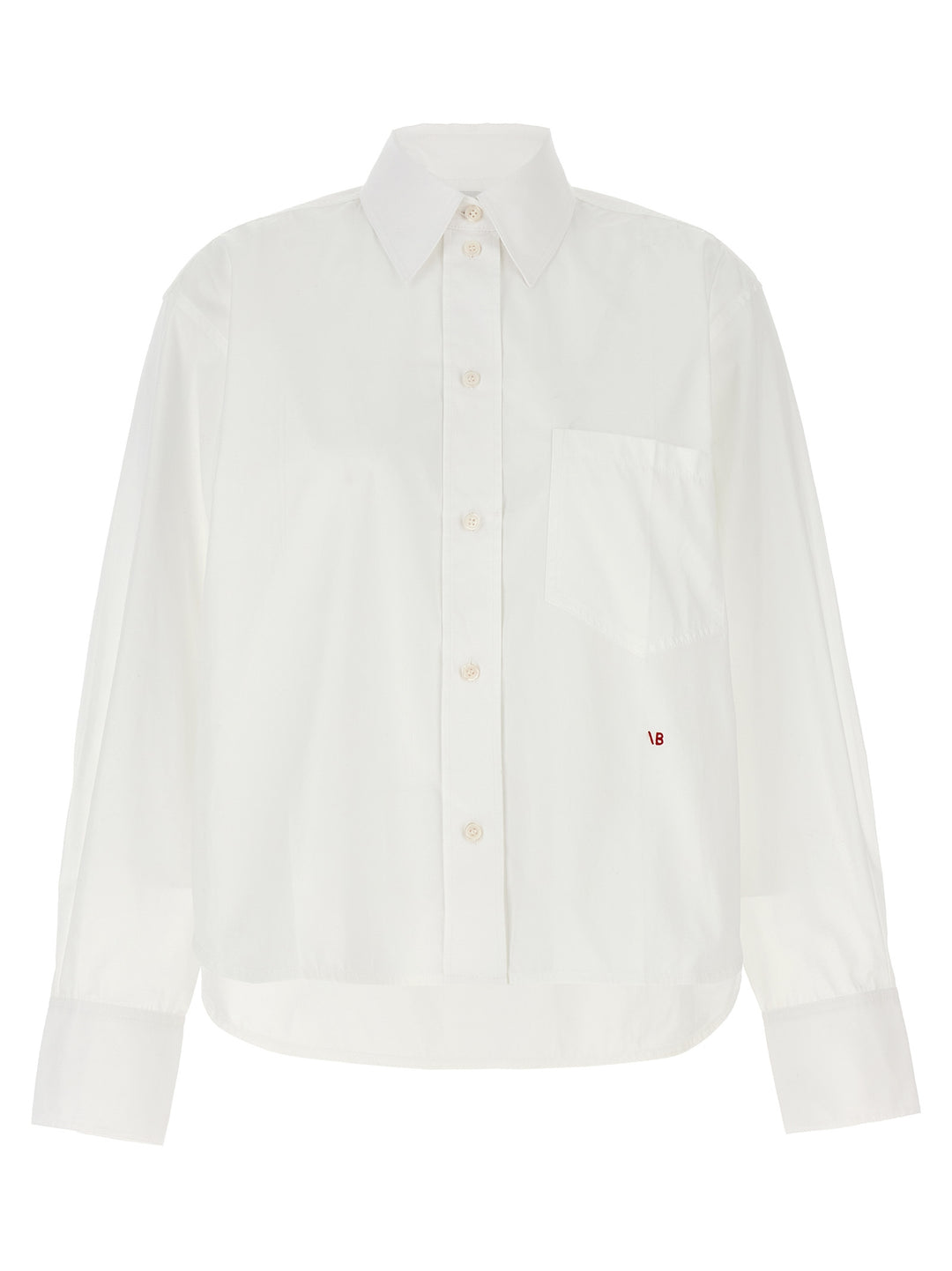 Cropped Shirt With Logo Embroidery Shirt, Blouse White