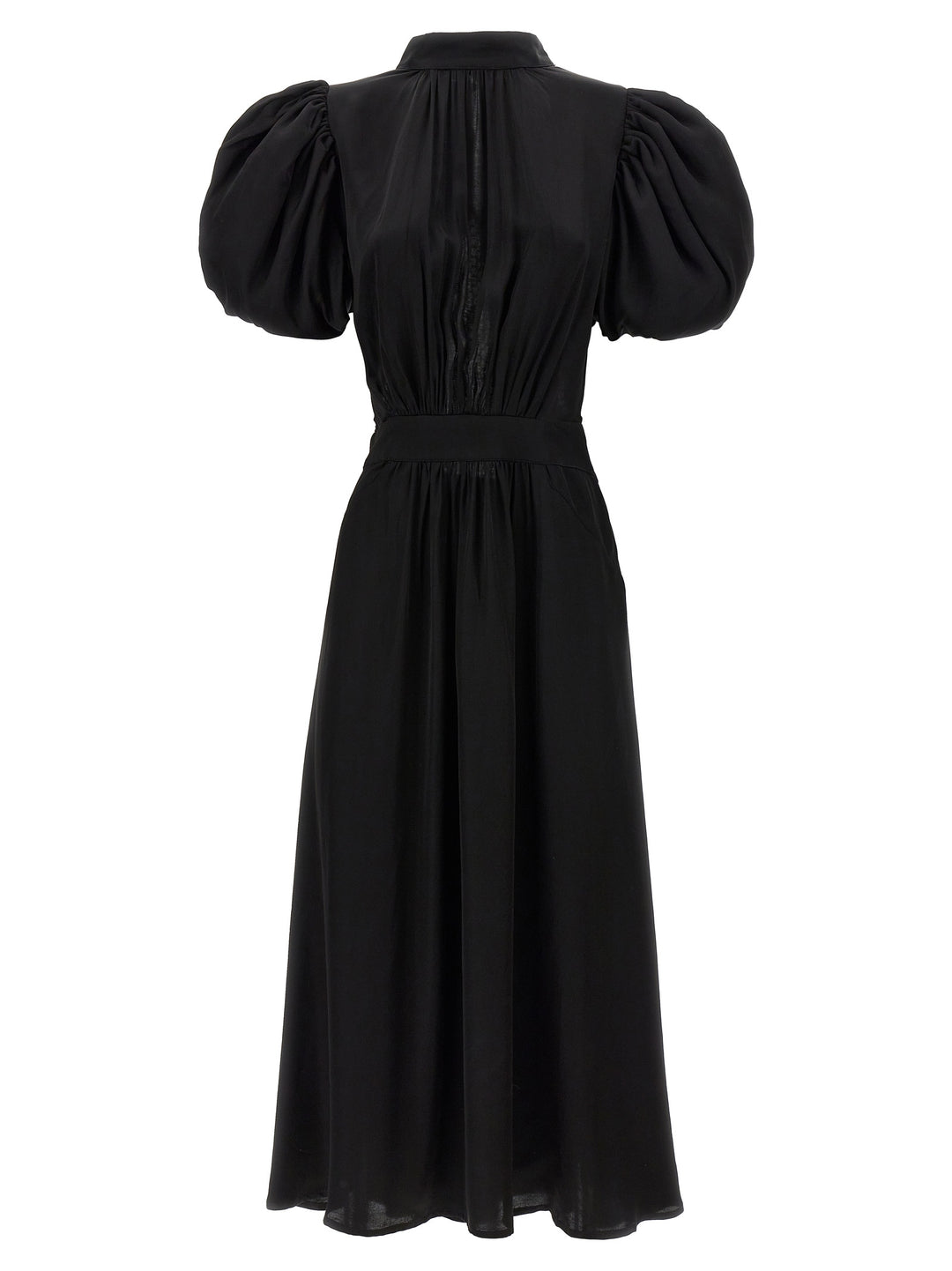 Puff Sleeve Midi Dresses Black