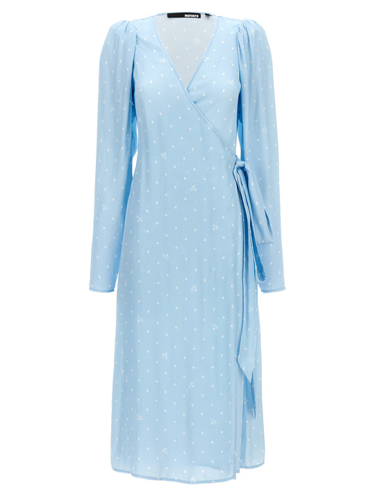 Textured Midi Wrap Dresses Light Blue