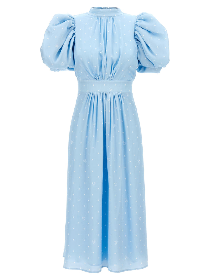 Textured Midi Puffy Dresses Light Blue