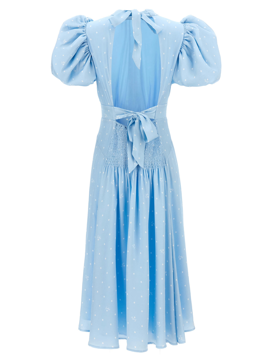 Textured Midi Puffy Dresses Light Blue