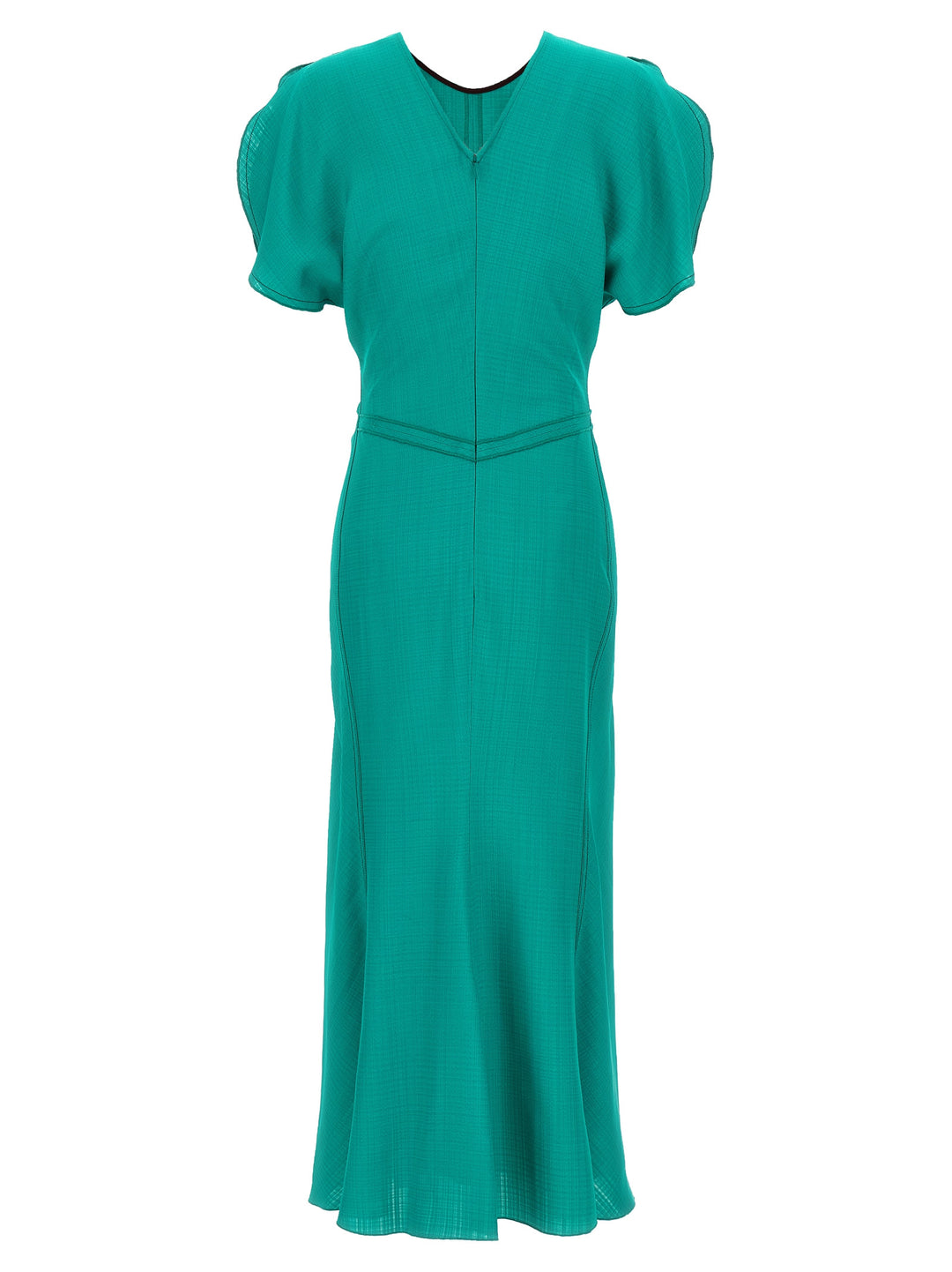 Victoria Beckham Gathered Waist Midi Dresses - Green | fca9a89471188db4765484fcc2888fd6eb69db52
