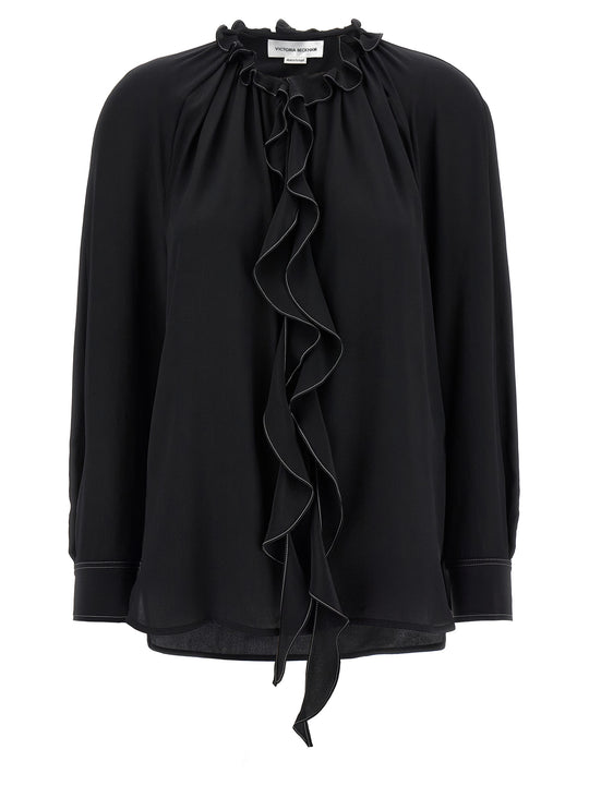 Ruffle Shirt And Blouse Black