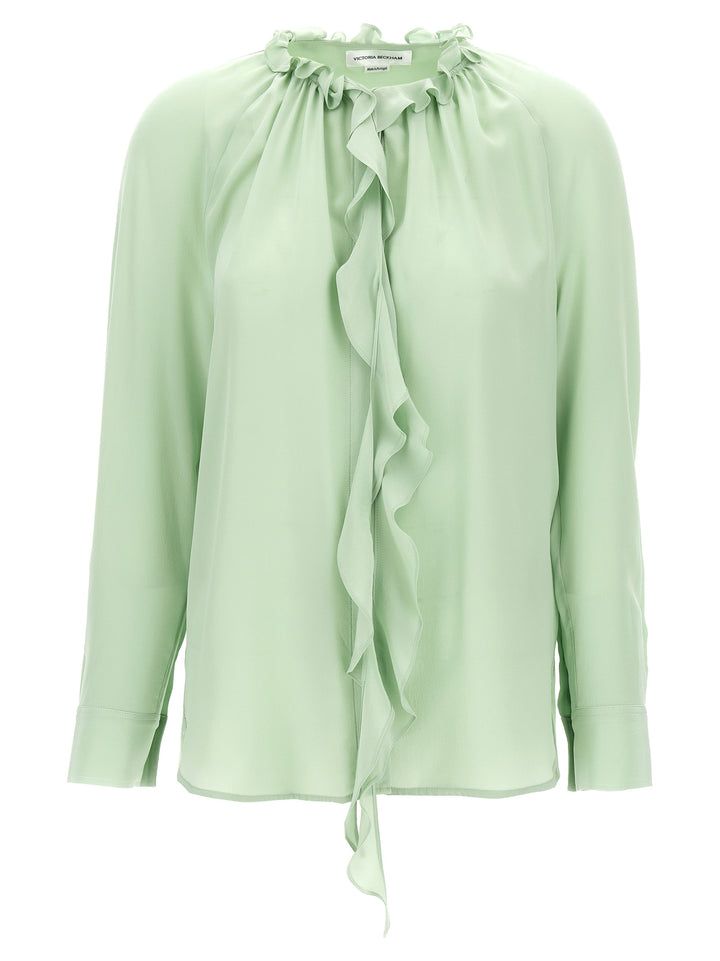 Victoria Beckham Ruffle Shirt and Blouse - Green | 33358bff89f10c9a36b6d07fc4850cee26dd798e