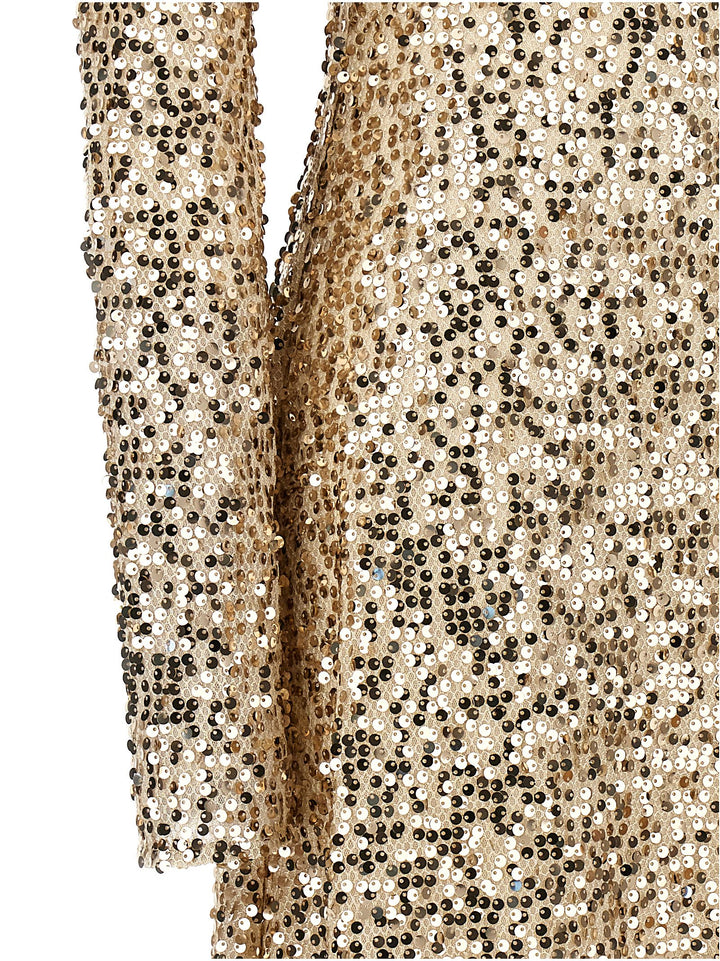 Net Sequins Midi Dresses Gold