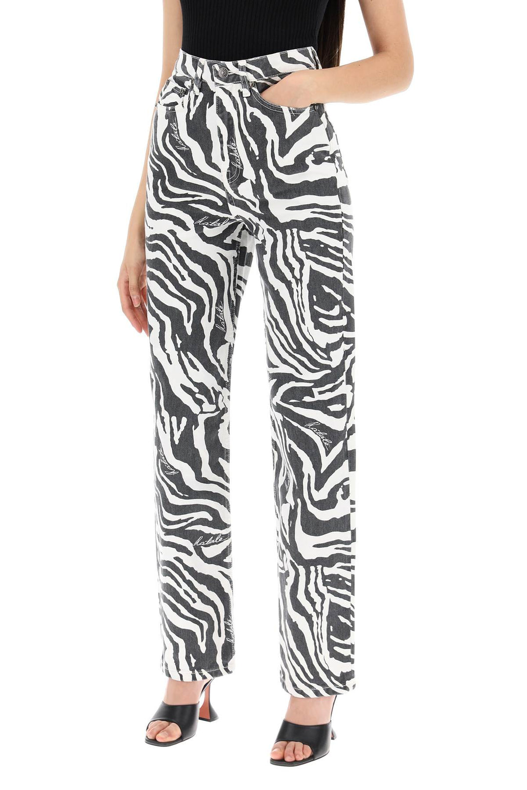 Jeans Dritti Stampa Zebra