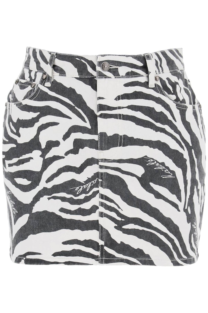 Minigonna In Denim Stampa Zebra