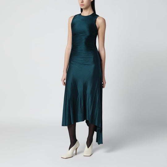 Twist Dress In Dark Aqua Green