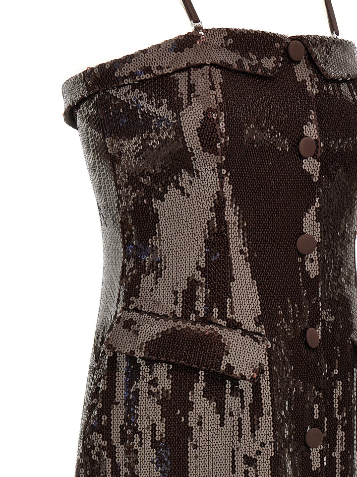 Sequin Midi Dress Dresses Brown