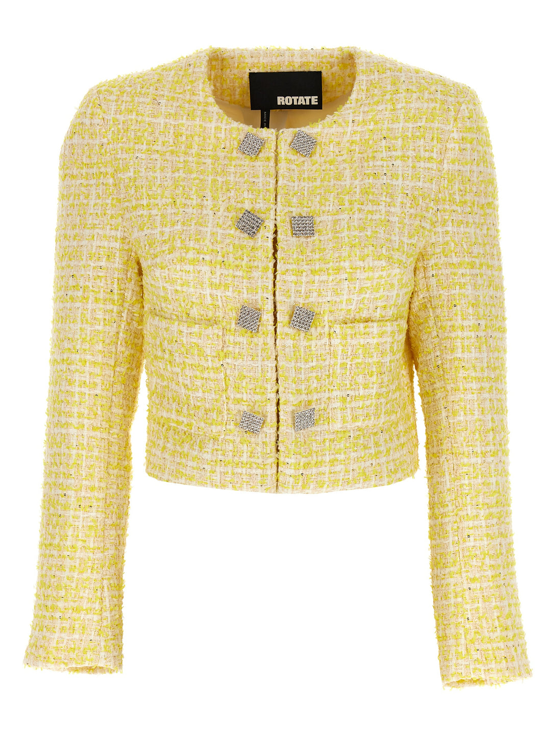 Cropped Bouclé Jacket Blazer And Suits Yellow