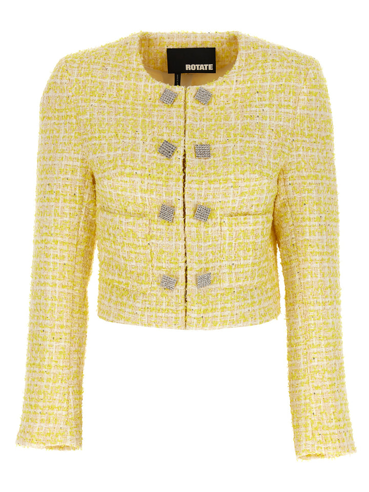 Cropped Bouclé Jacket Blazer And Suits Yellow