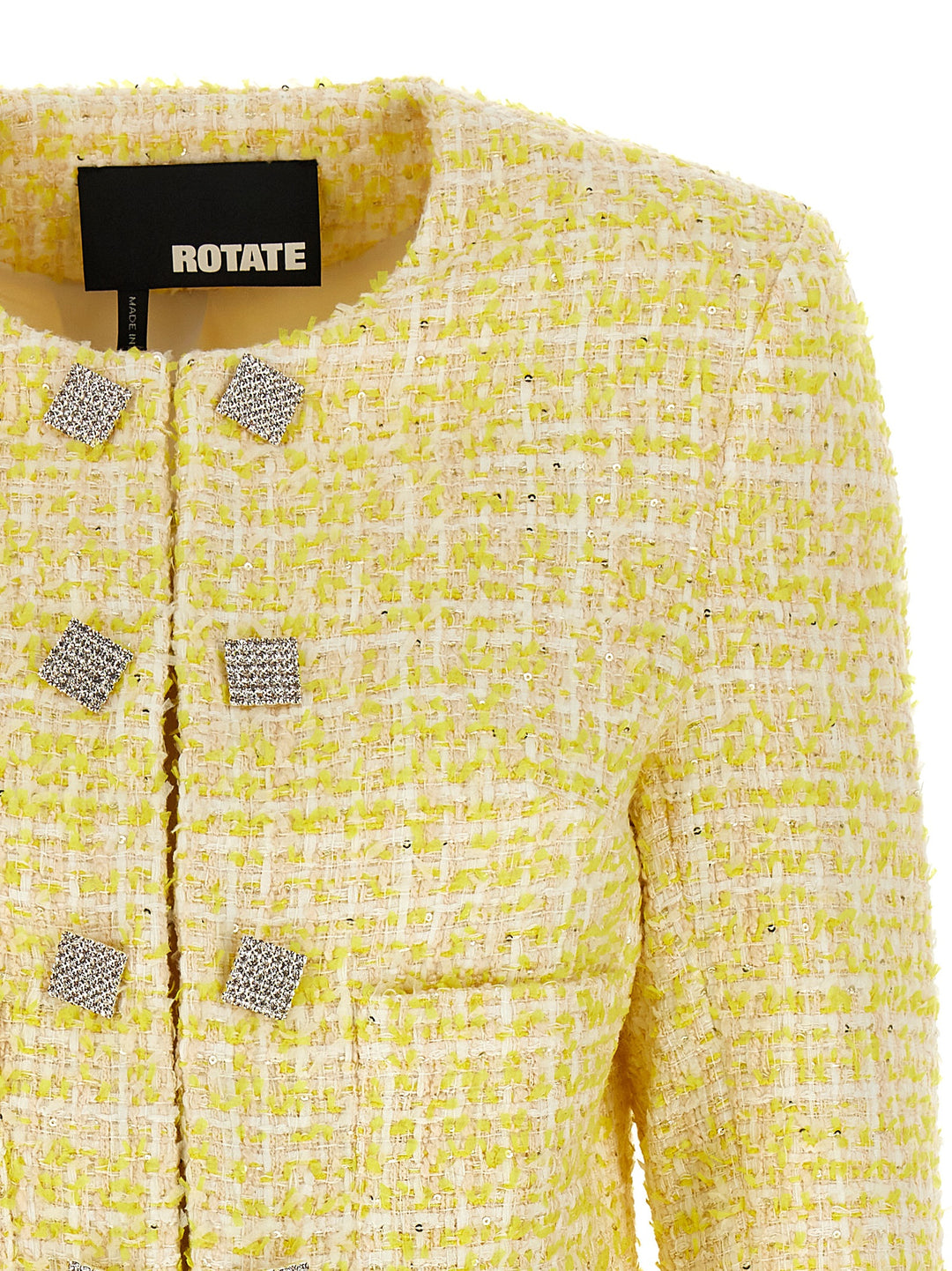 Cropped Bouclé Jacket Blazer And Suits Yellow