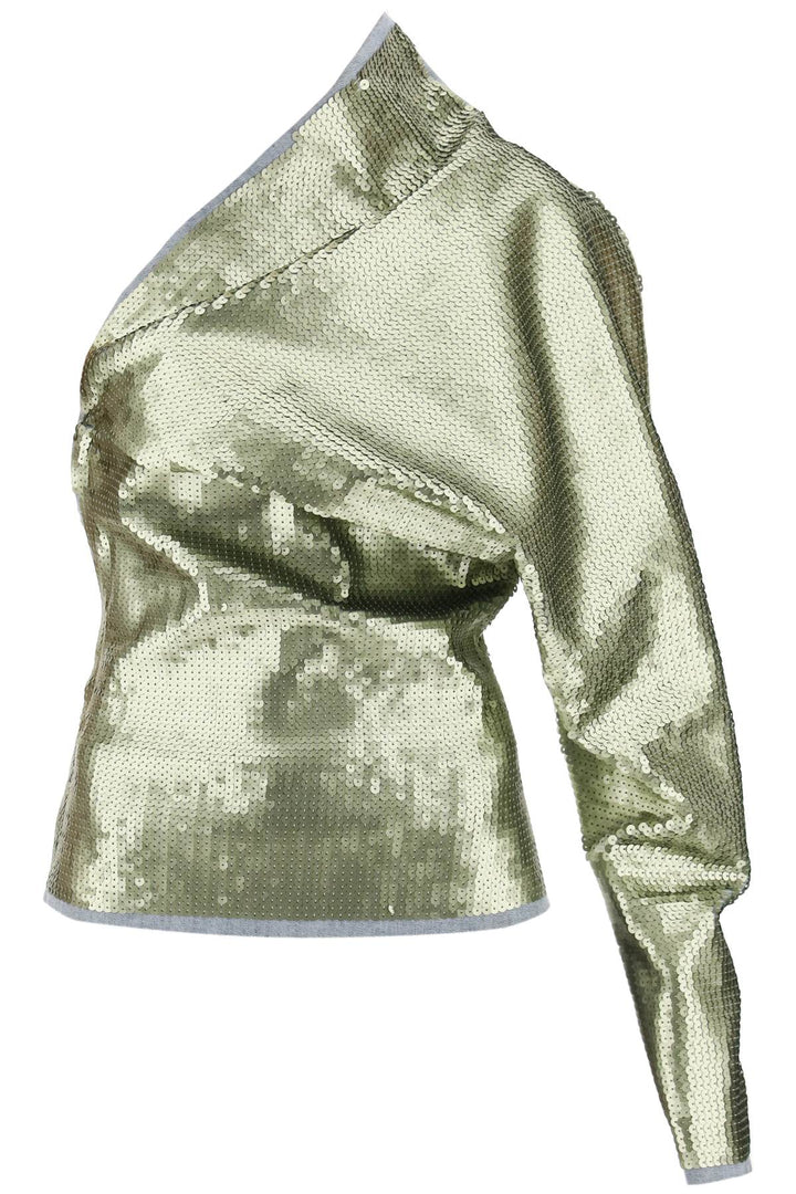 One-Sleeved Top With Sequins Tops Yellow