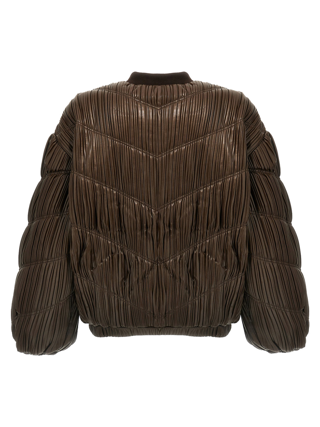 Pleated Bomber Jacket Casual Jackets, Parka Brown