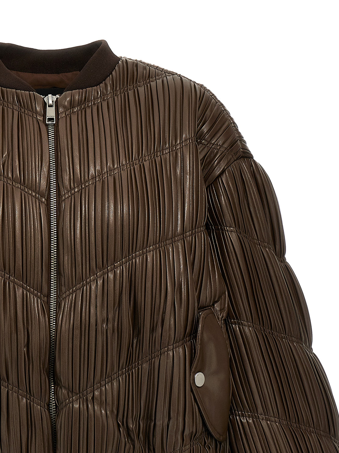 Pleated Bomber Jacket Casual Jackets, Parka Brown