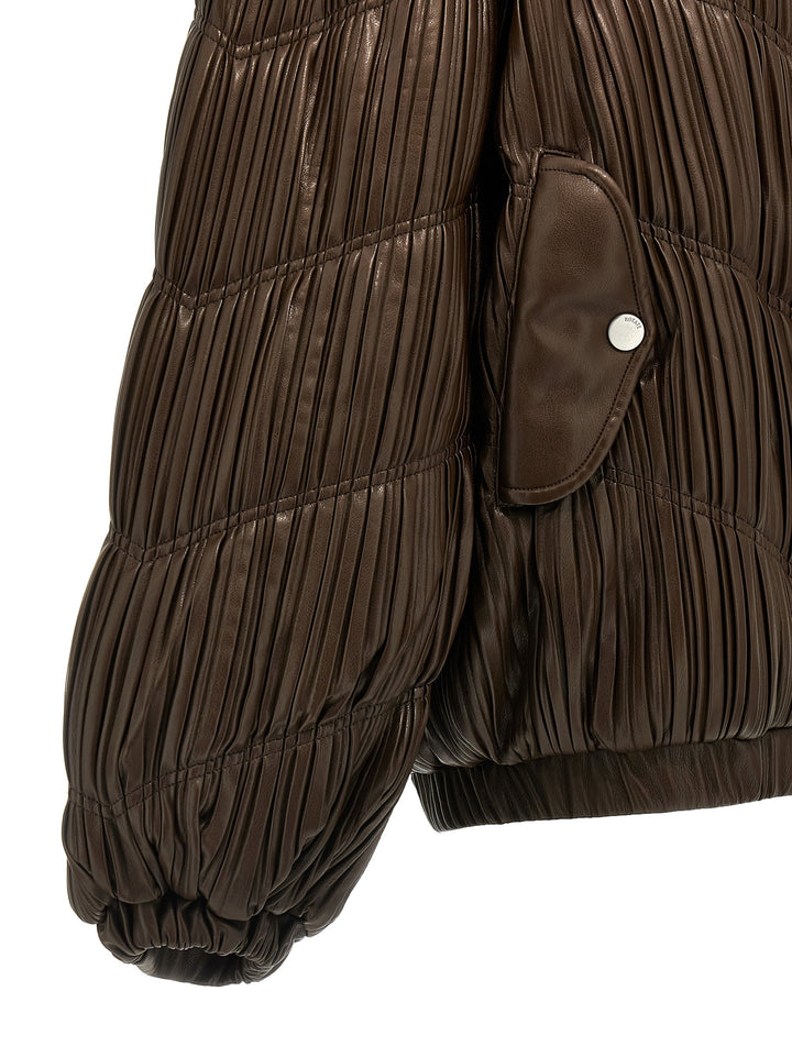 Pleated Bomber Jacket Casual Jackets, Parka Brown