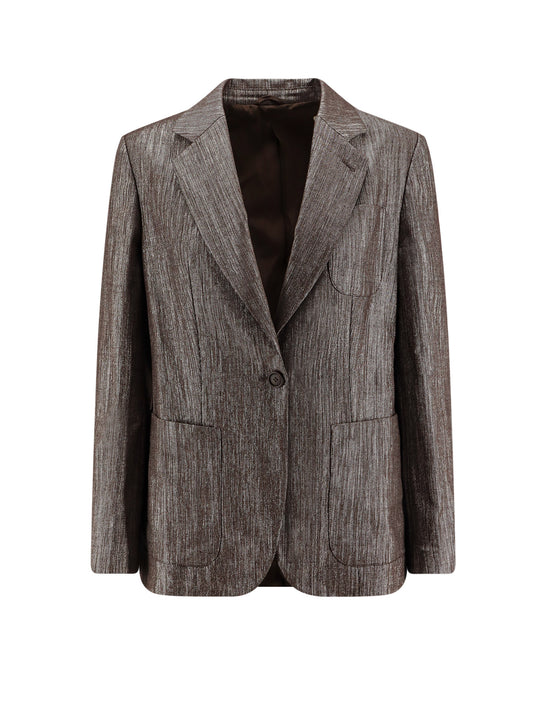 Single-Breasted Lurex Fabric Blazer