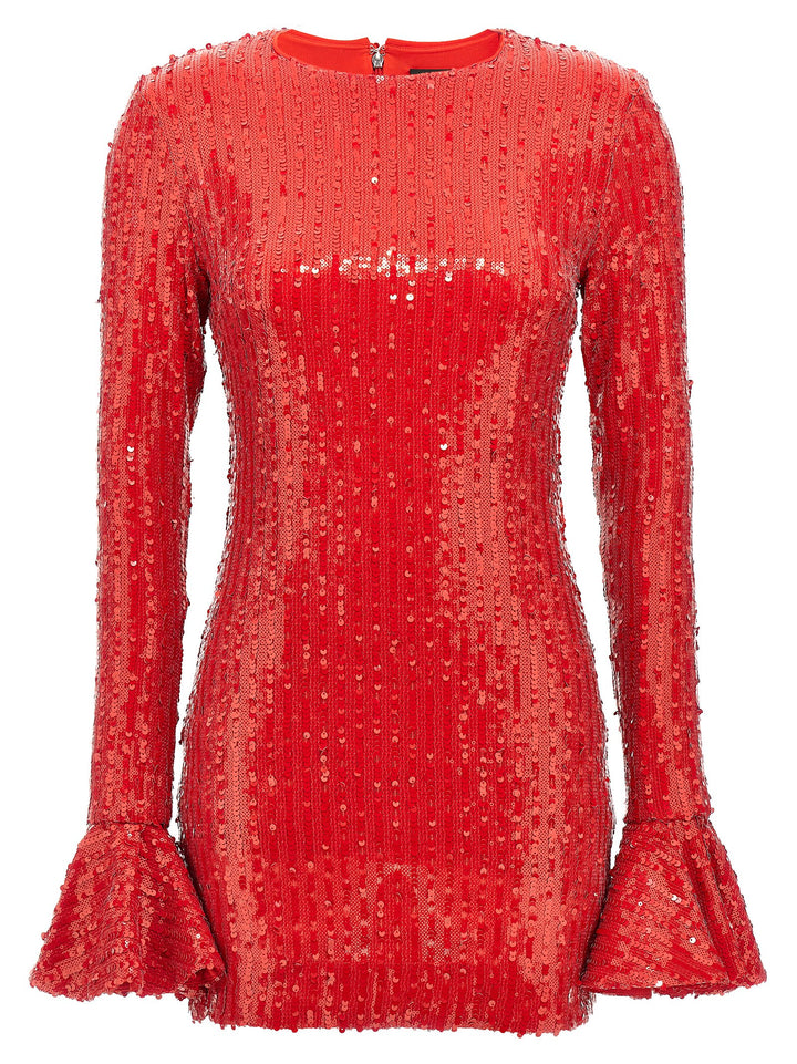 Sequins Ls Mini Dresses Red