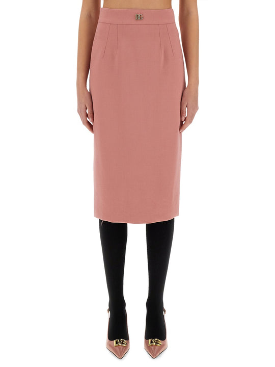 Dg Logo Longuette Pencil Skirt