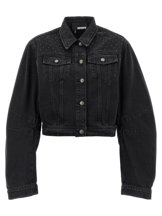 Denim Oversized Puffer Jackets Black