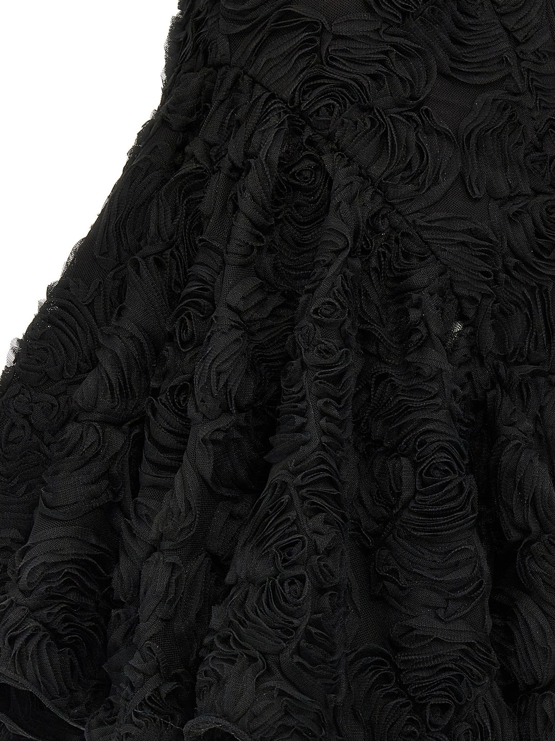 Flower Mesh Ruffle Dresses Black