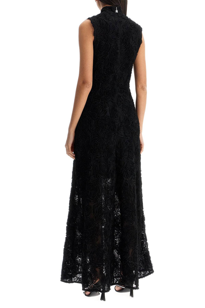 Black Maxi Dress In Recycled Polyester Floral Mesh