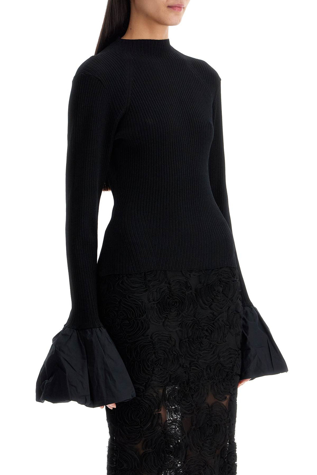 Black High Neck Viscose Top