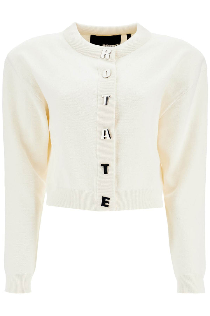 Ivory White Short Cotton Cardigan With Crew Neck