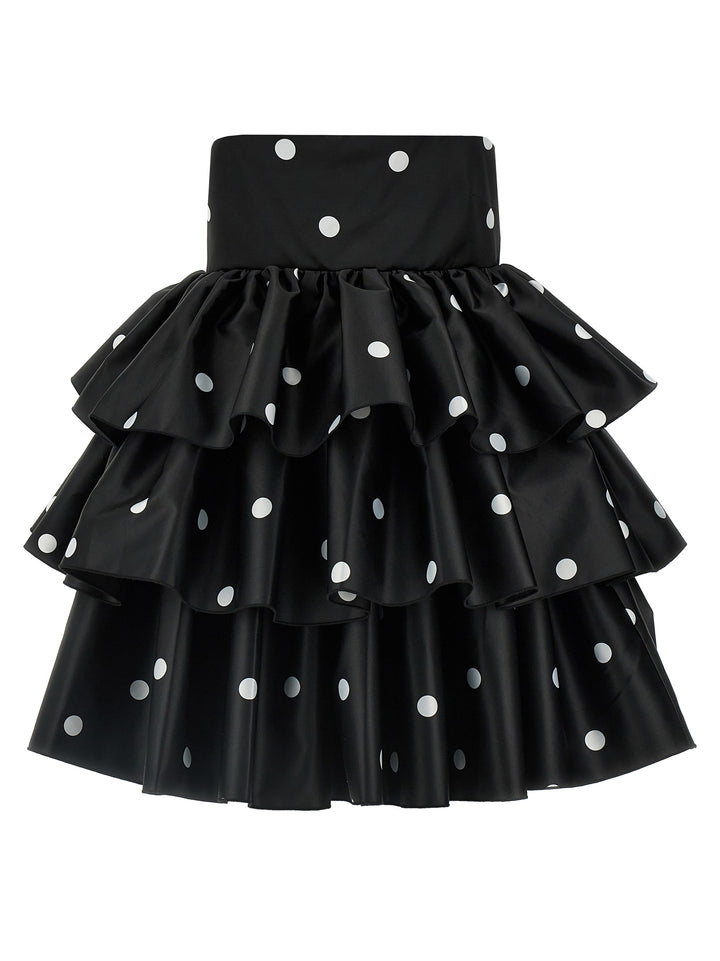 Satin Ruffle Dresses White/Black