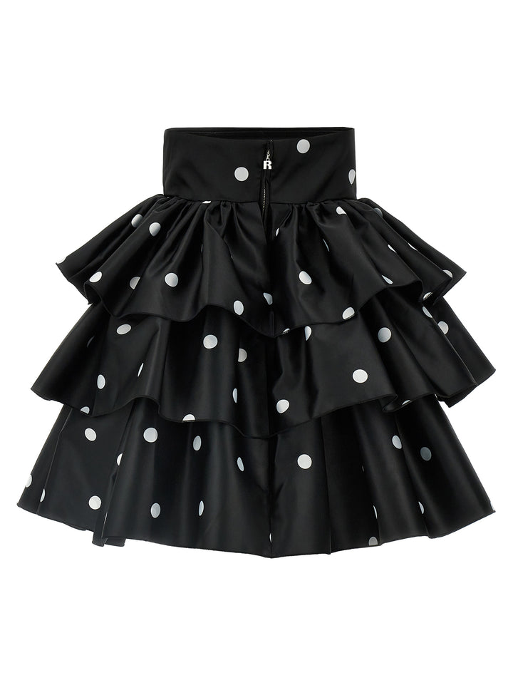 Satin Ruffle Dresses White/Black