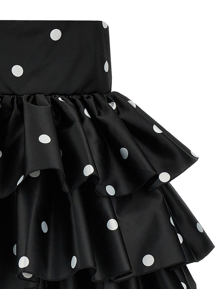 Satin Ruffle Dresses White/Black