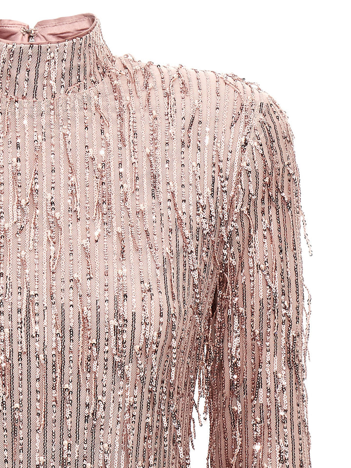 Sequin Fringe Mini Dresses Pink