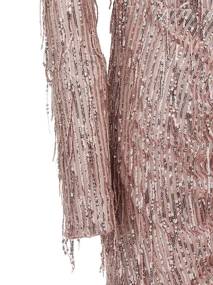 Sequin Fringe Mini Dresses Pink