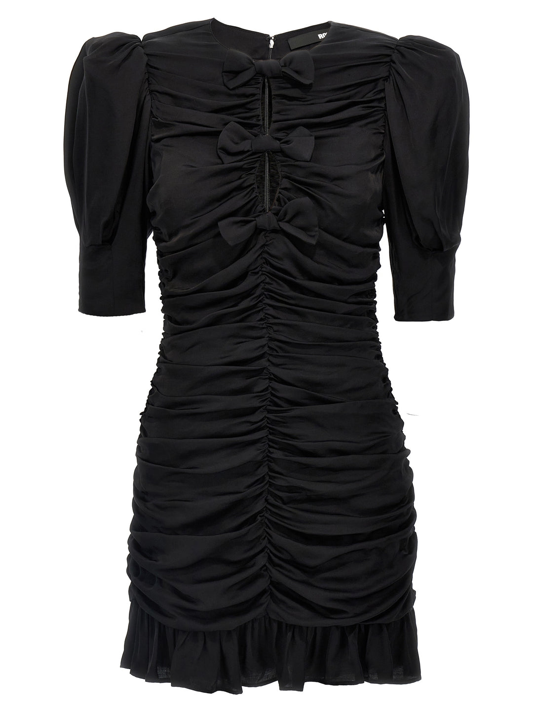 Satin Mini Ruffle Dresses Black