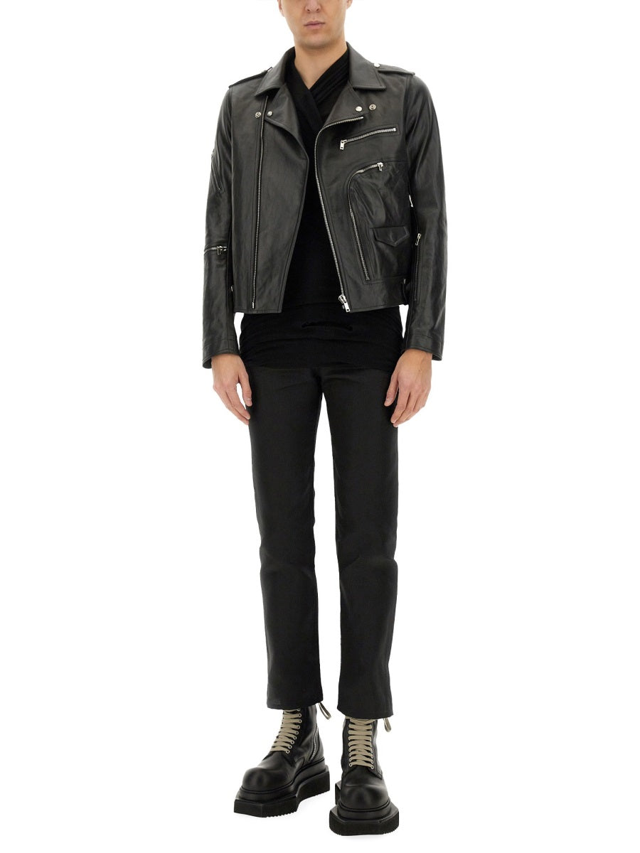 Rick Owens Leather Jackets - Black | Wanan Luxury