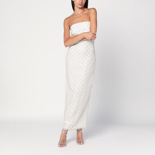 Long Cream-Colored Dress With Sequins