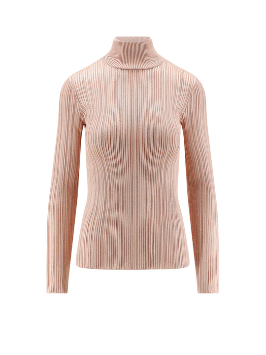 Metallic Fabric Turtleneck Sweater