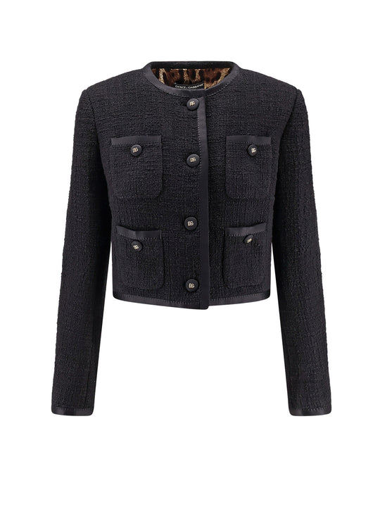 Cotton And Viscose Blazer With Animalier Print Lining