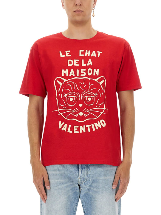 T-Shirt With "Chat De La Maison" Print