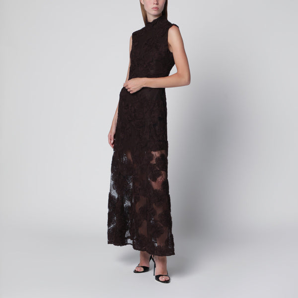 Dark Brown 3 D Flower Dress